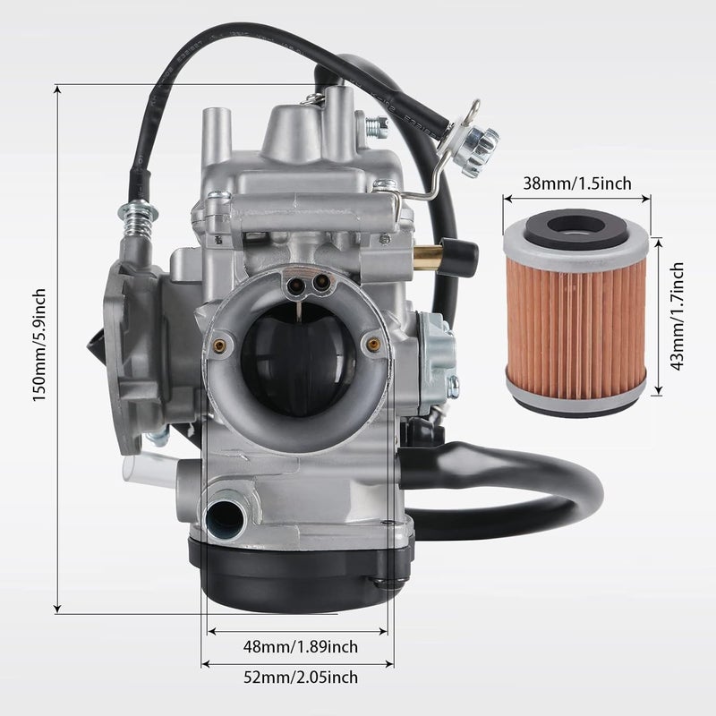 Tang Carburetor Compatible with Yamaha 2000-2006 Big Bear YFM 400 YFM400,Kodiak 400,2007-2010 Wolverine 450,2007-2014 Grizzly 350 450 ATV With Cleaner Brush,Air Fiter,Fuel Filter - Image 2